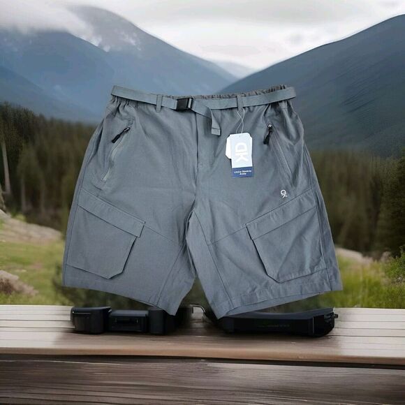 Little Donkey Andy Shorts Mens Large Gray Cargo Belted Quick Dry Lightweight - Picture 1 of 9